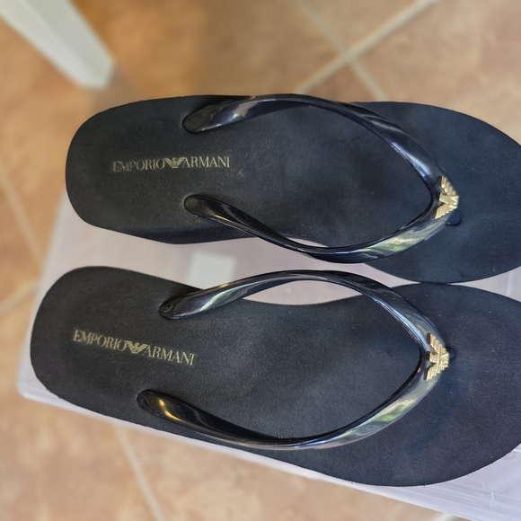 Emporio Armani Black Platform Edge Sandals - Picture 4 of 9